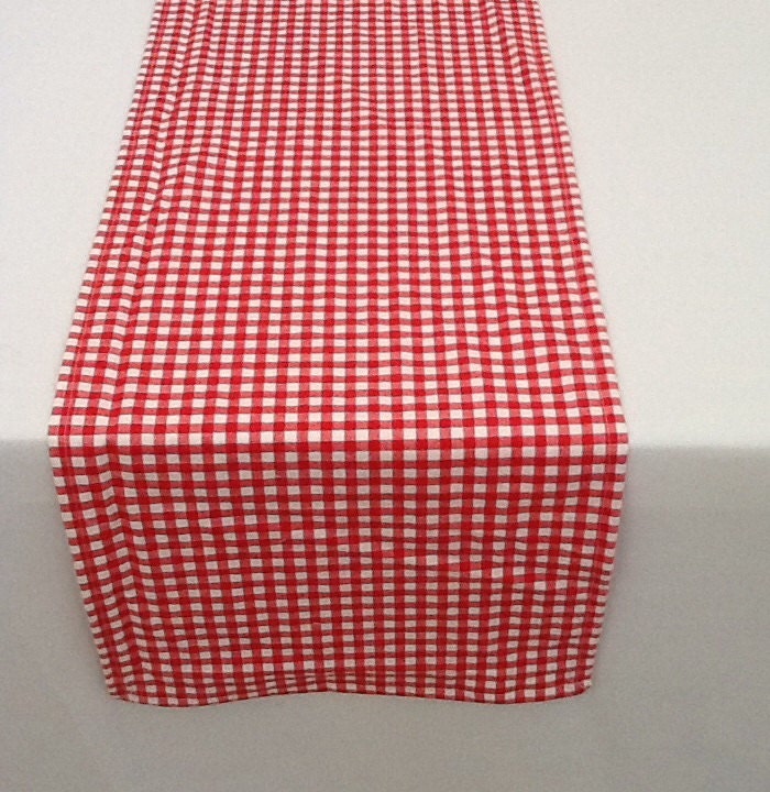 Table Runner Red and White Check Wedding Shower Party