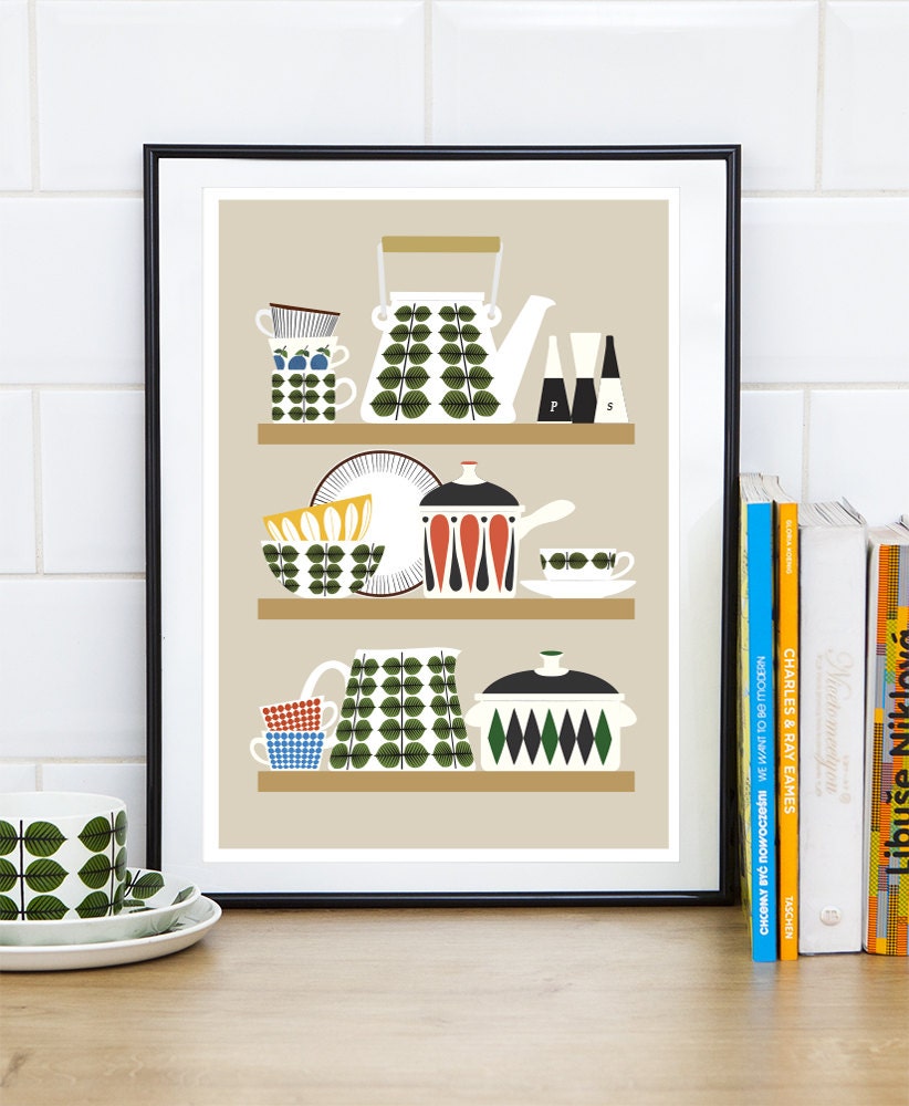 Retro kitchen print Art for kitchen Kitchenware print Stig