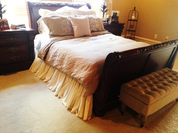 King Size Gathered Dust Ruffle Bed Skirt in Off by ...