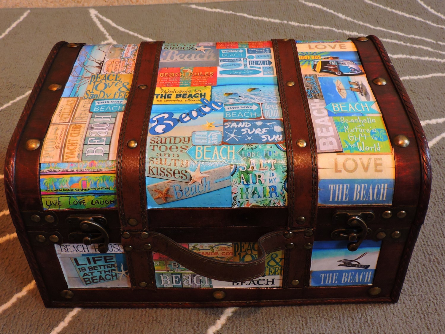 Decoupage Beach Trunk House Decoration Storage Ocean Designs