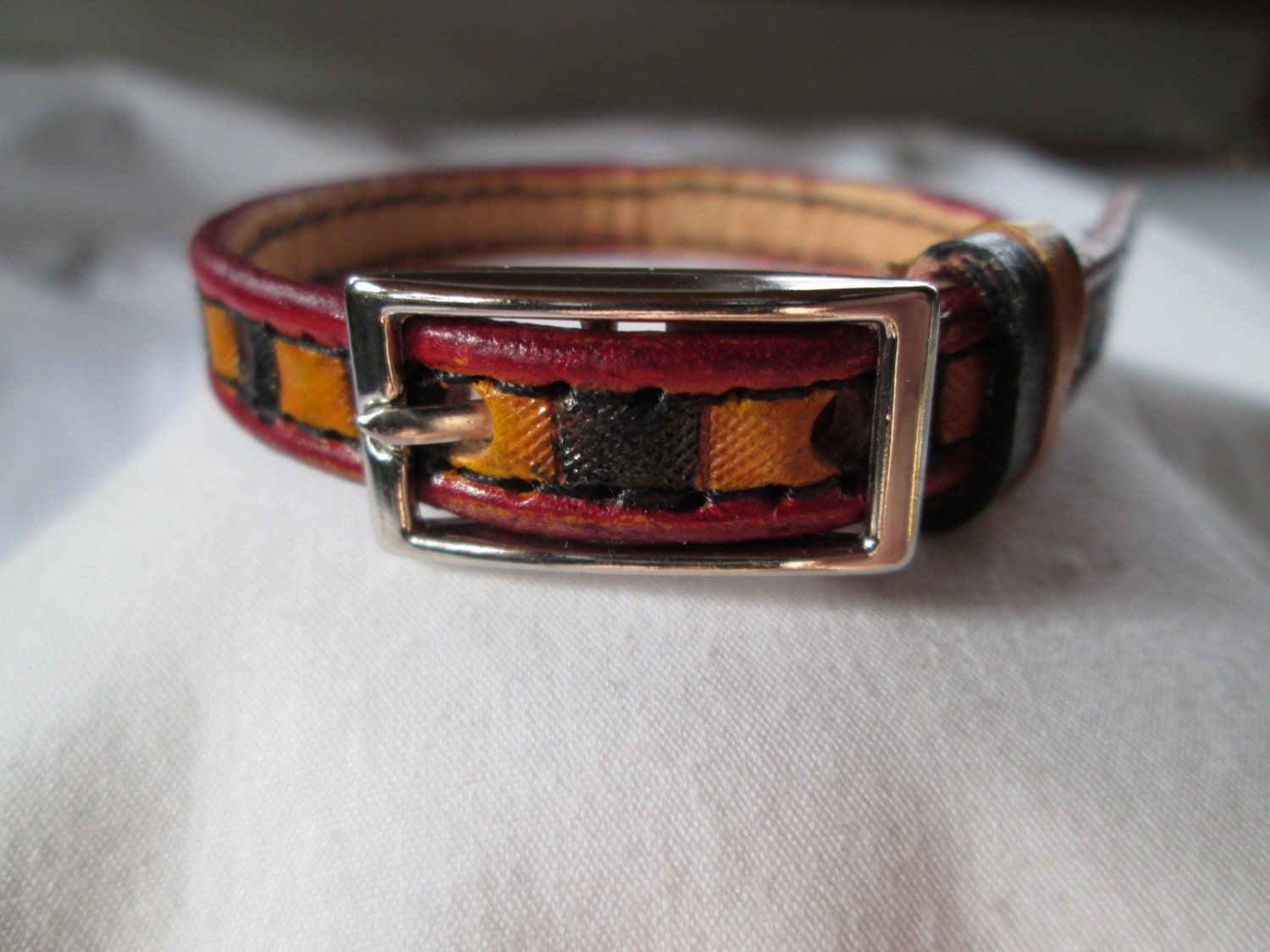 Small handmade leather dog collar custom dog jewelry dog