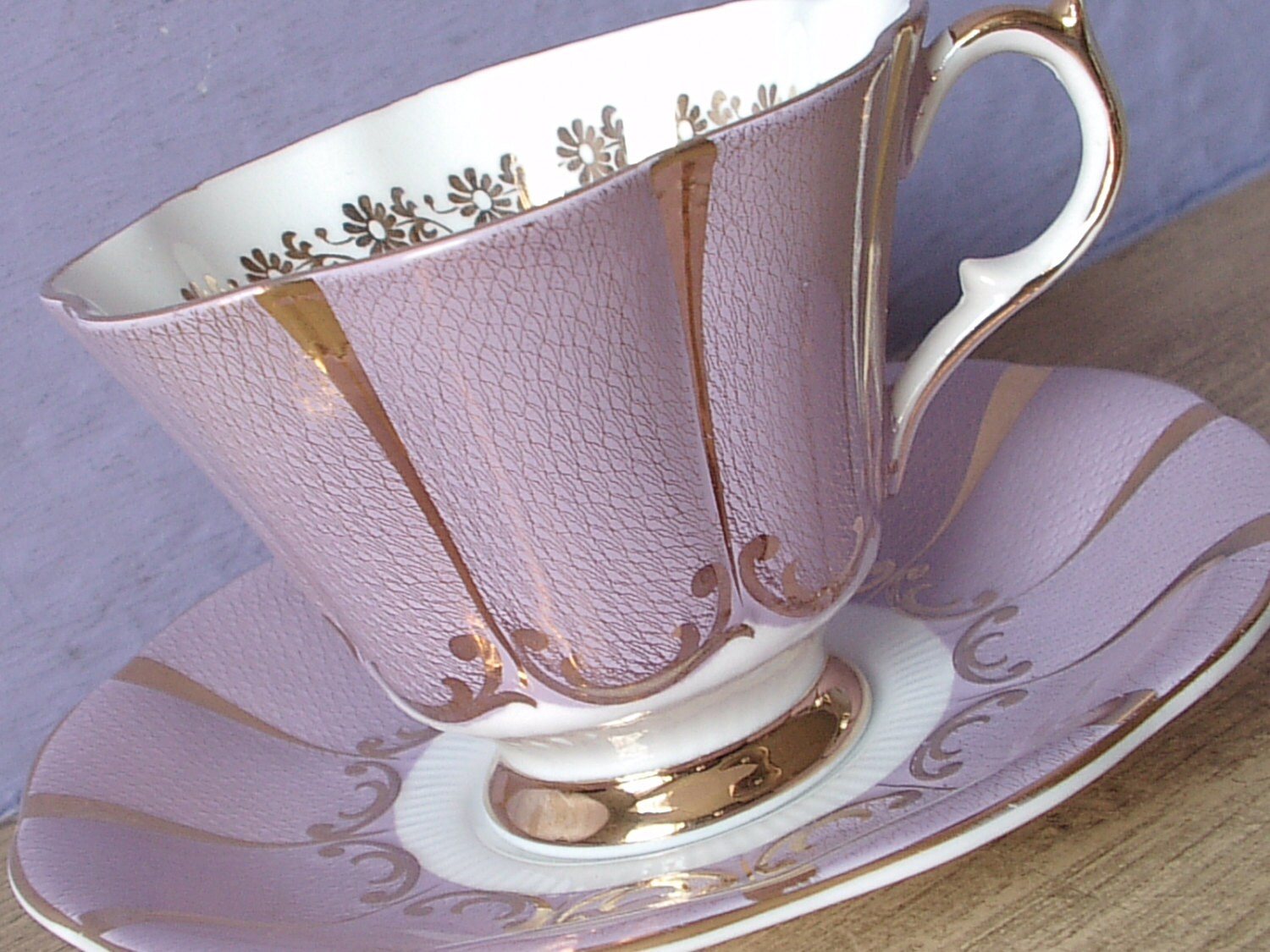 Antique Lavender Purple tea cup and saucer Queen by ShoponSherman