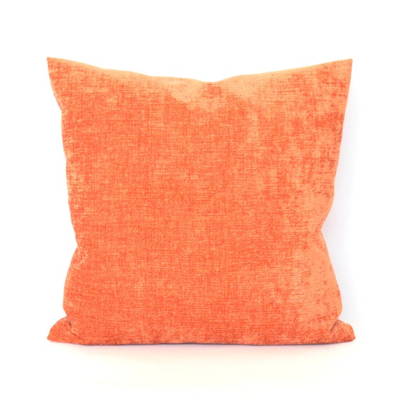 Rust Orange Throw Pillow Cover Chenille by couchdwellers on Etsy