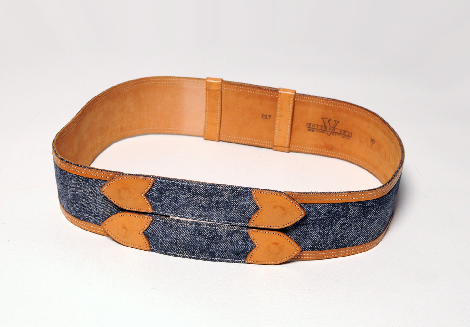 womens vintage 80s belt vintage acid wash denim leather belt