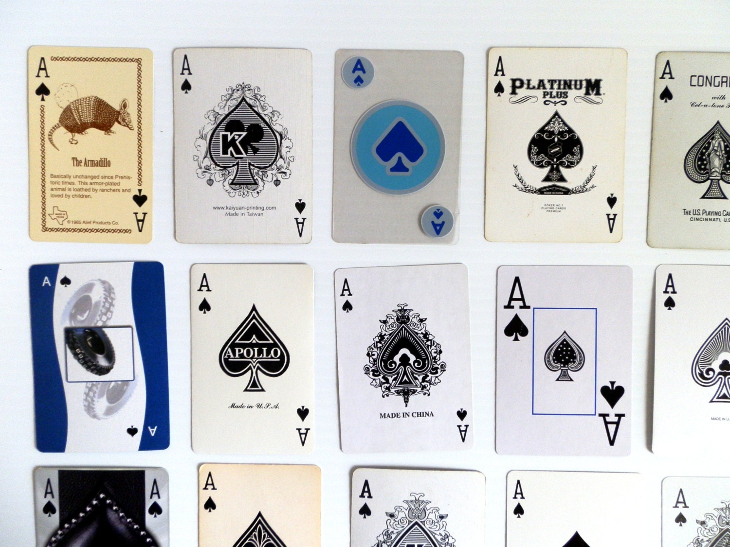 21 vintage Ace playing cards . ace of spades . by GTDesigns