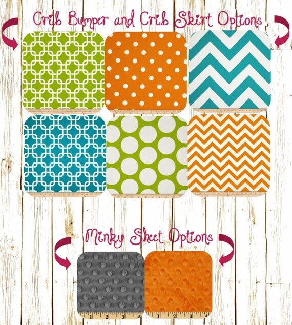 Orange Baby Boy Nursery Bedding Green and Blue Nursery