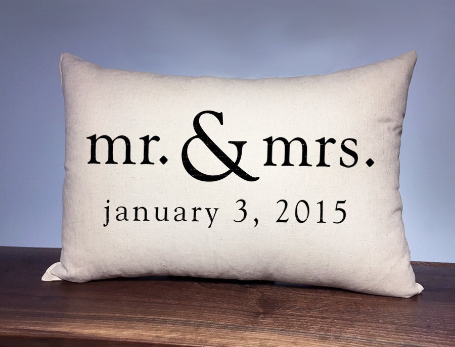 Mr & Mrs Personalized Wedding Pillow Anniversary Gift by DolceHome