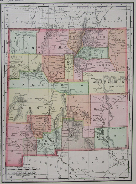 1901 NEW MEXICO Map. Original Early 20th by OriginalAntiqueMaps