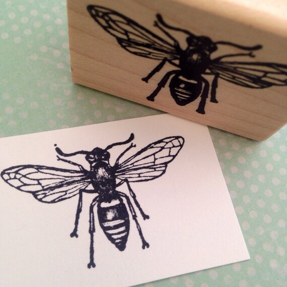 Items similar to Paper Wasp Wood Mounted Rubber Stamp 1117 on Etsy