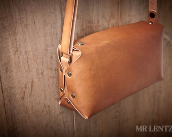 Leather Purse, cross body purse, leather handbag, brown leather purse, simple purse 105