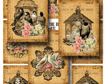 For The Birds - Digital Collage Sheet ATC's