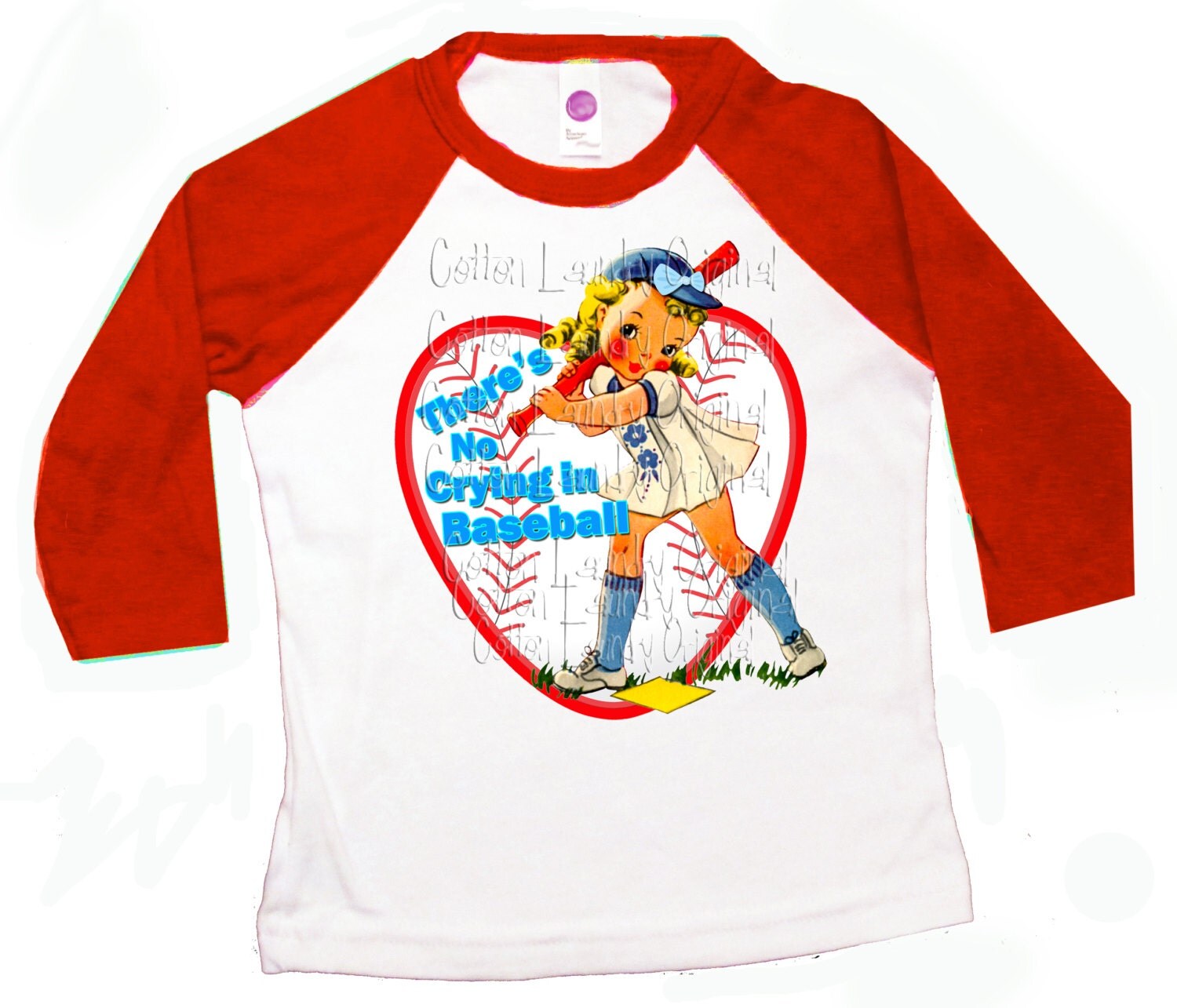 Baseball tshirt long sleeve baseball sports theme red sleeve