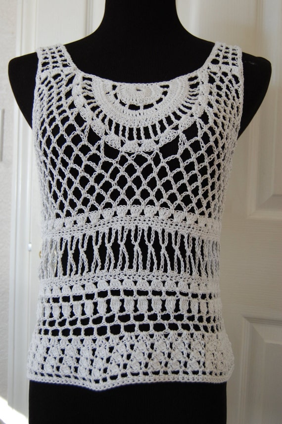 Woman's Crochet White Lace Tank Top size medium