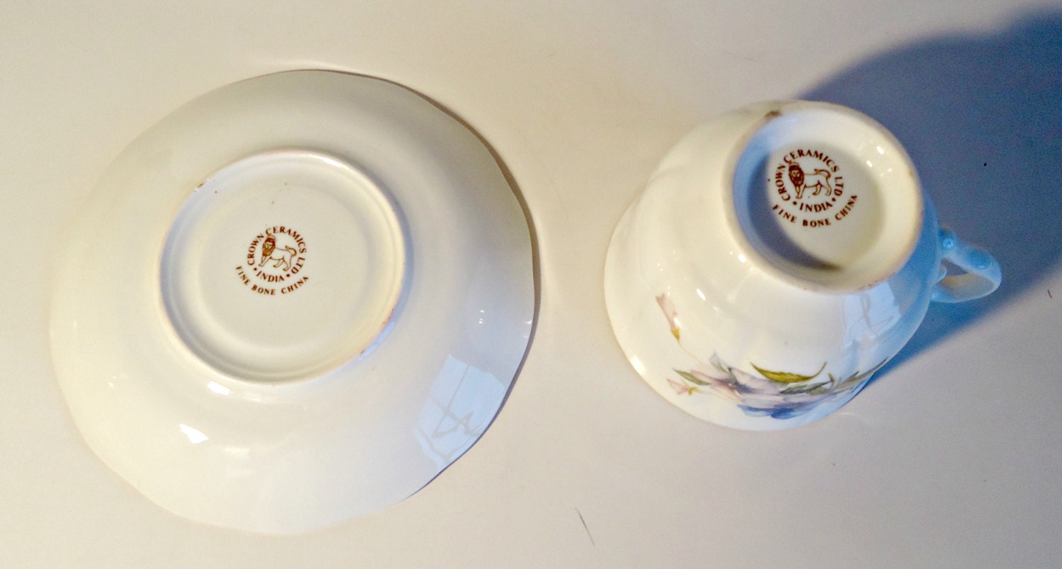 Vintage Crown Ceramics Teacup and Saucer Tea by TreasureCoveAlly