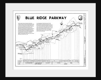 Blue Ridge Mountains Highway Map Print Poster