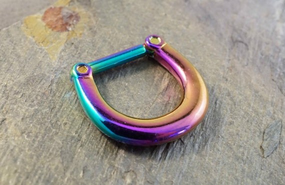 Items Similar To 14 Or 16 Gauge Rainbow Septum Ring Clicker Bull Ring