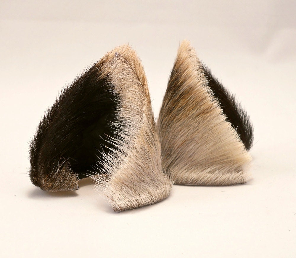 SALE White Brown Fur Leather Cat Ears Nekomimi Cosplay Furry