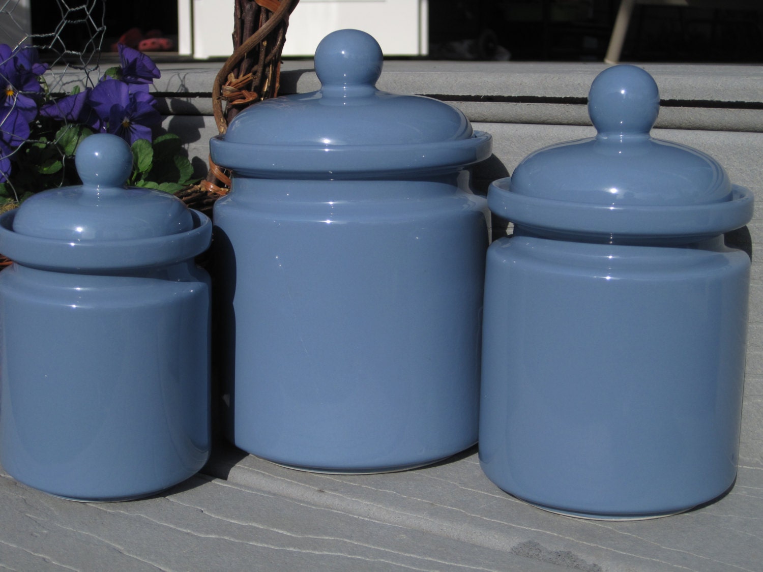 Periwinkle Blue  Canister Set  3 Piece Canister by 