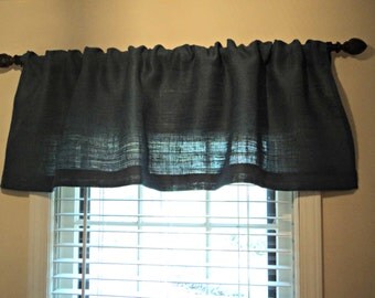 Navy Blue Burlap Valance Or Pick Another Color Custom Sizes Available Rustic Home Decor