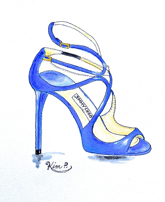 Items similar to Fashion illustration: Designer inspired shoe original ...