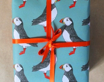 Puffin Gift Wrap - nautical wrapping paper - puffin wrapping paper - birthday wrapping paper - gift wrap for men - gift wrap - decoupage