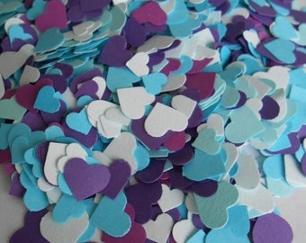 Purple & Turquoise 2000 Mini Confetti Hearts. Weddings, Showers, Decorations. ANY COLOR Available.