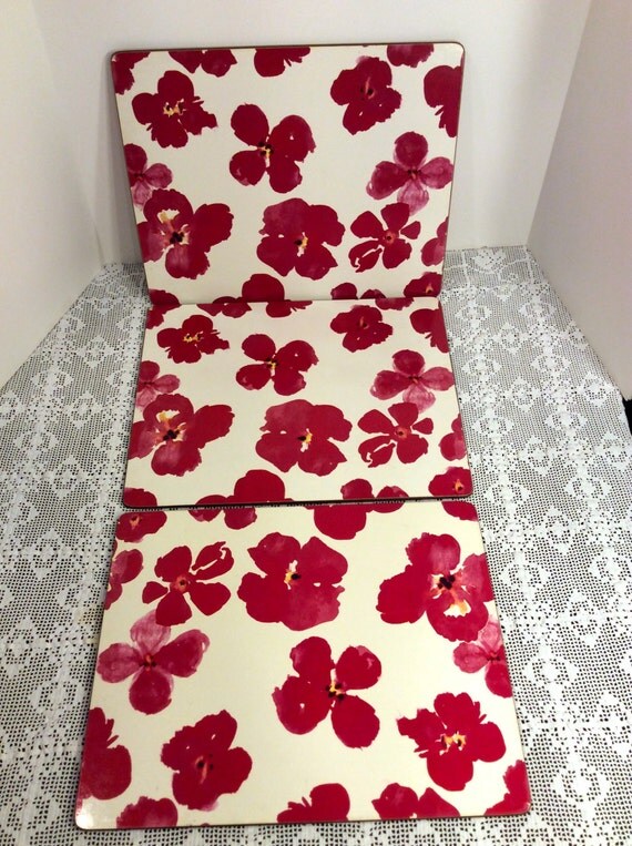 Vintage Poppy Cork backed Placemats by Pottery by DunkirkCross