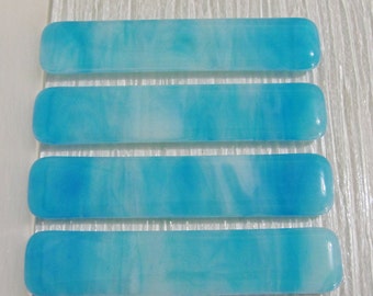 Fused Glass Drawer Pulls, Cabinet Handles, Turquoise Fixtures, Cupboard Hardware, Closet Door Pulls, Pantry Door Pulls, Beachy Pulls