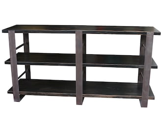 Detroit industrial doug fir wood low bookcase