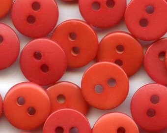 100 Vintage Shades of Red Plastic Sewing Buttons 3/8 inch 10mm Lot Set