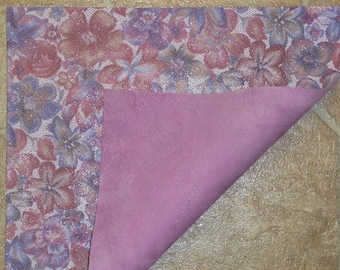 Leather CLOSEOUT 12"x12" Glistening Lilac / lavender Multi GARDEN FLOWER Cowhide 3.5-3.75 oz/1.4-1.5 mm PeggySueAlso