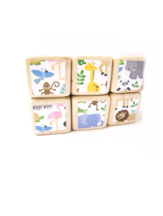 Wood Baby Blocks. Jungle Animals. ZOO Animals. Baby by MiaBooo