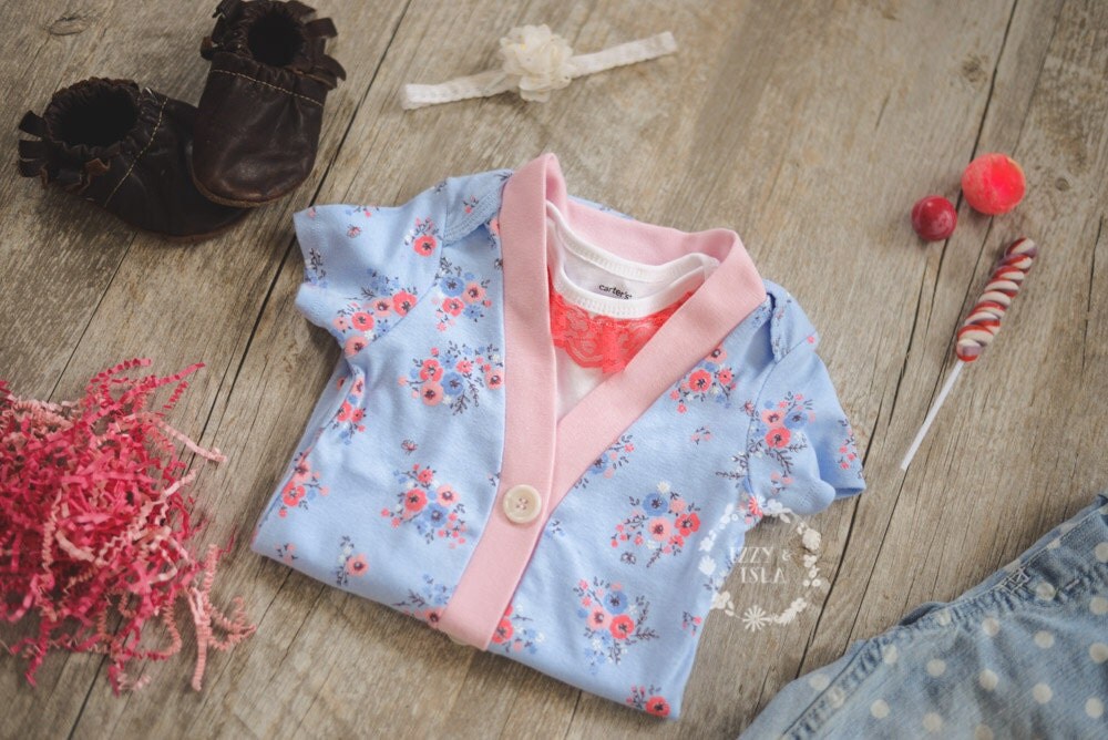 Baby Girl Cardigan Onesie and Lace Onesie by IzzyandIsla on Etsy