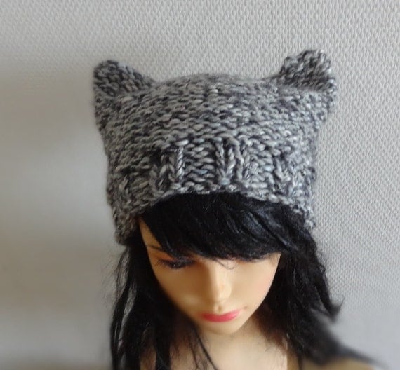 Cat Ears Hat Cat Beanie Chunky Knit hat Winter by Ifonka on Etsy