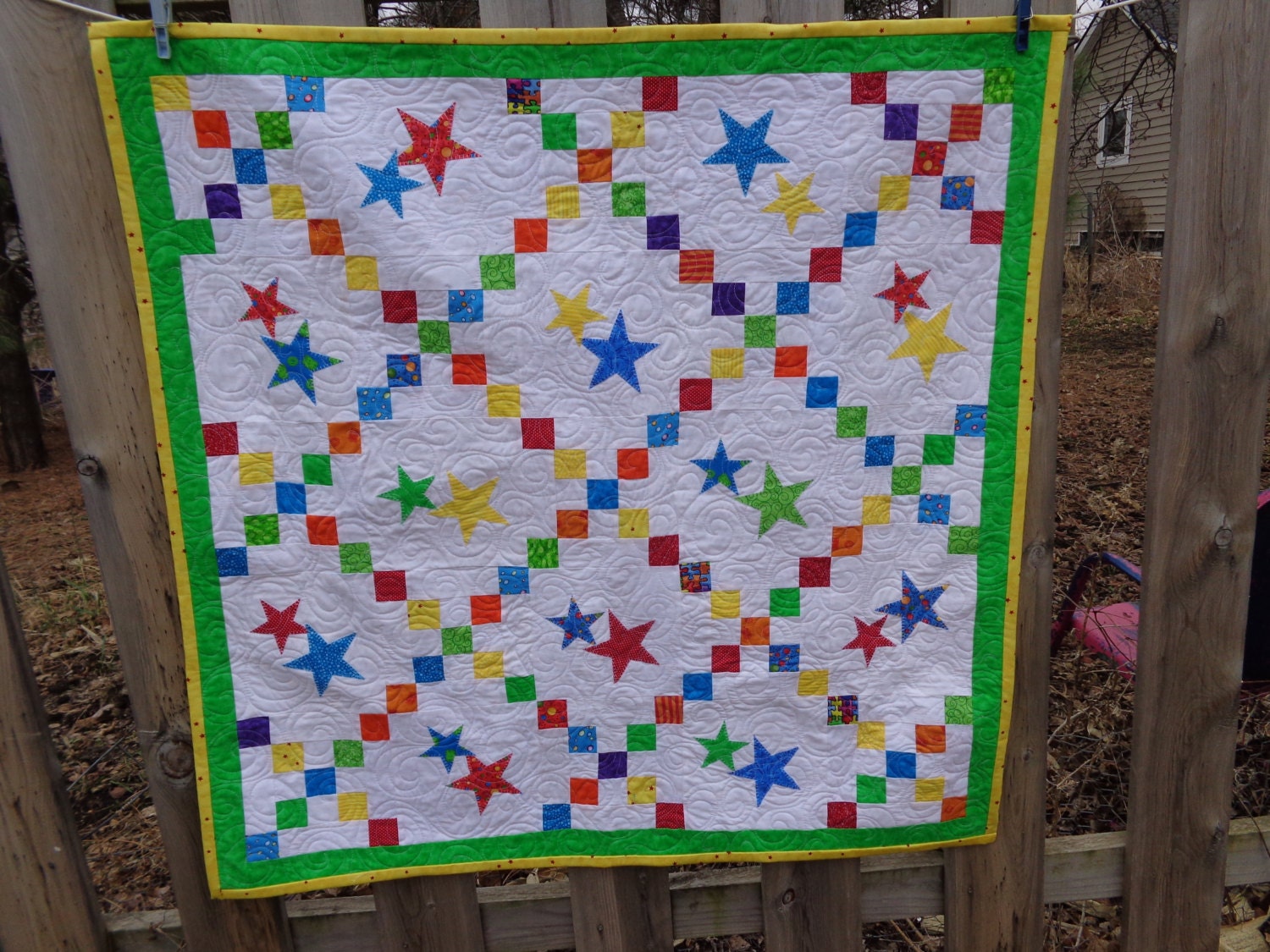 irish-chain-with-stars-quilt-stars-quilt-baby-by-quiltedbychelle