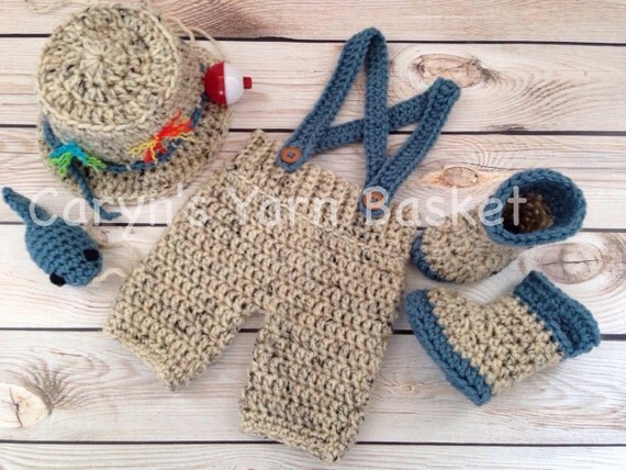 CROCHET KIT w/Pattern Baby Fishing/Fisherman Set Fishing