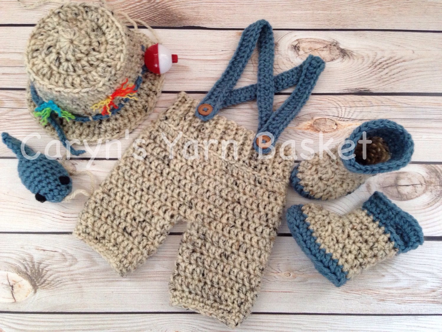 hat pattern newborn fishing crochet w/Pattern CROCHET Baby KIT CarynsYarnBasket by Fishing/Fisherman