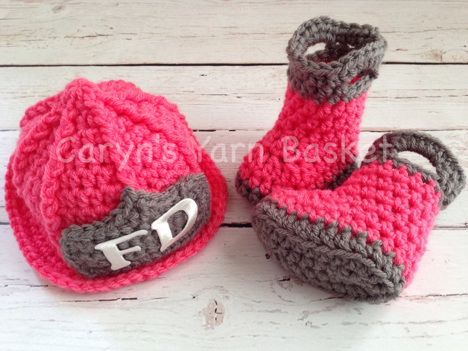 Baby Girl Firefighter Fireman Hat & Boots Photography Prop