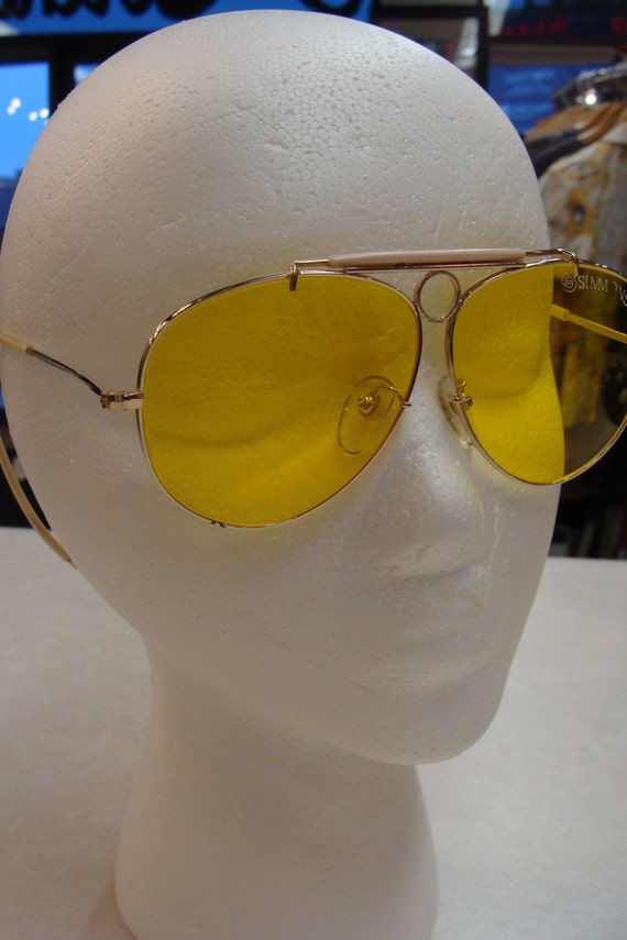 vintage yellow aviator sunglasses