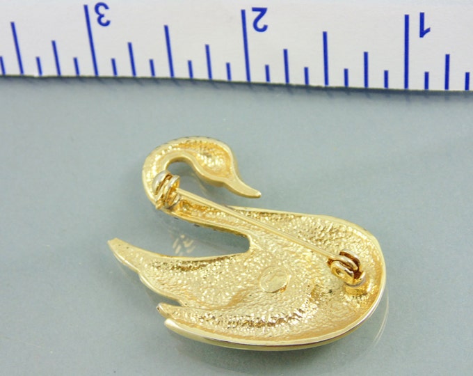 Elegant Vintage Signed swarovski Swan brooch Swarovski crystal Brooch Vintage golden goose brooch austrian brooch. Rhinestone bird brooch