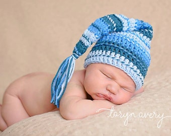 Newborn boy hat. Newborn elf hat. Striped hat. Boy hat. Crochet newborn ...