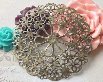 50 mm Antiqued Bronze Round Filigree Base Setting (.am)
