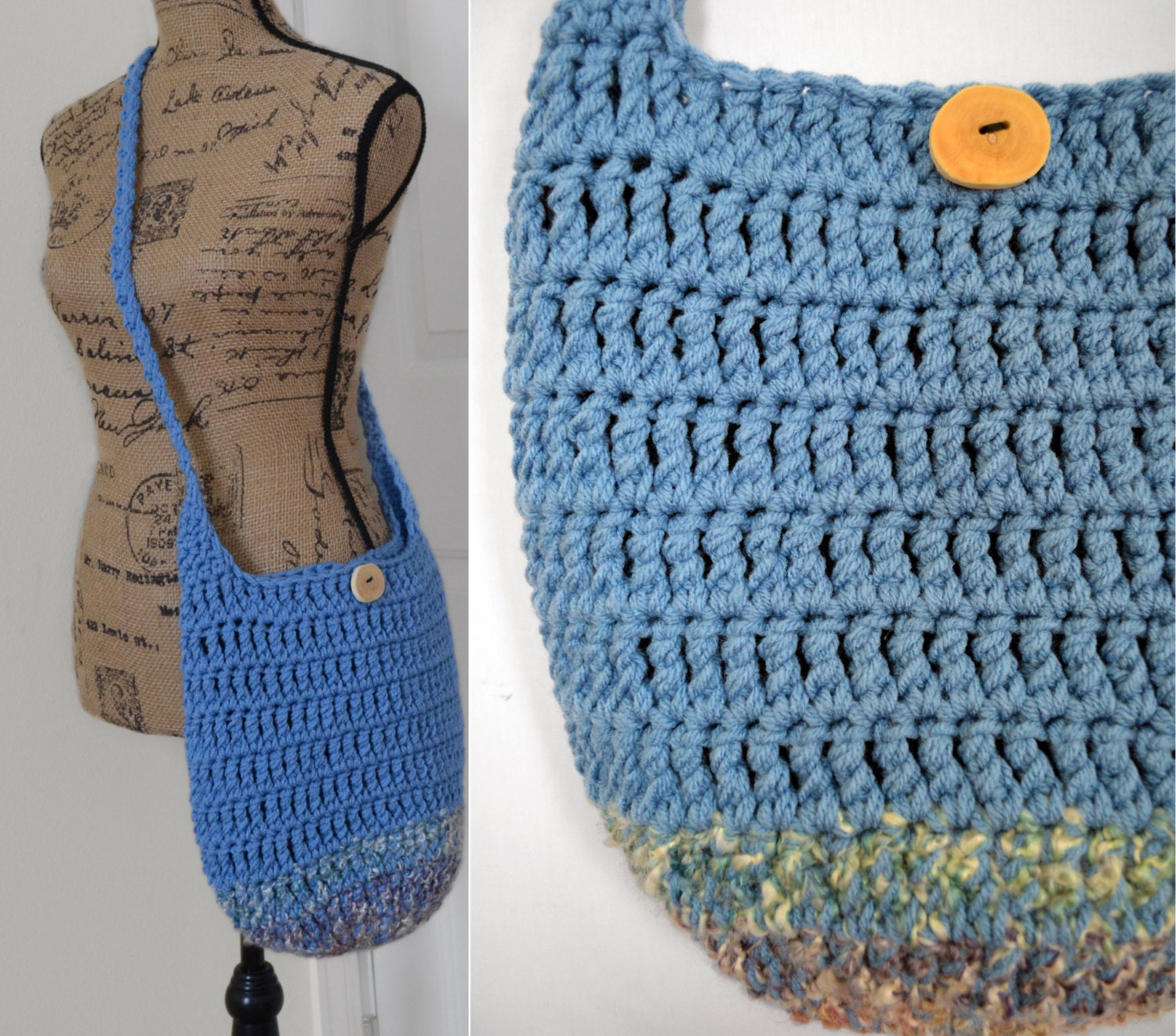 Crochet Cross Body Bag Crochet Hobo Bag Hippie Purse by 2LeftHandz