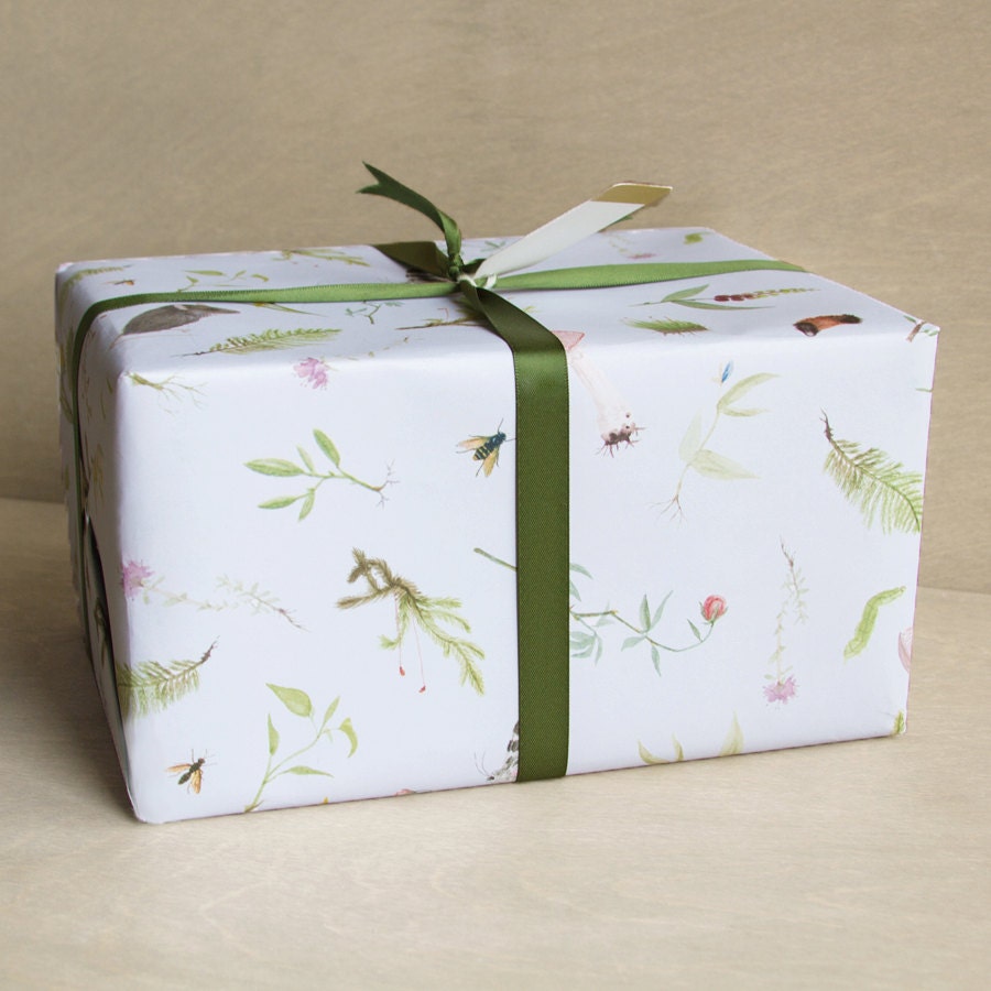 Botanical Wrapping Paper 3 Sheets In the Meadow by BurrowingHome