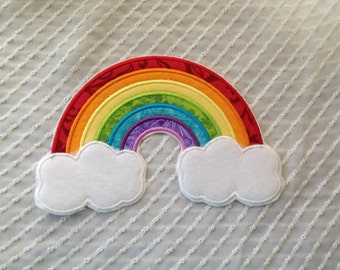Rainbow with Clouds Iron on Appliqué