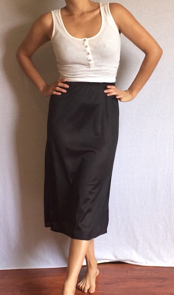 Vintage 1960's Black Slip Long Slip Skirt Slip Vintage by ThisNow