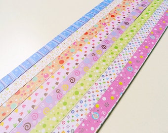 Origami Lucky Star Paper Strips Assorted Design Gift Folding DIY - Pack of 160 Strips