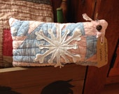 Snowflake Season Prim Pillow Tuck~ pink and blue~Winter Decor~ Primitive Christmas~ bowl filler~ Vintage Quilt