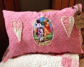 Easter Thyme~Pillow Tuck~ vintage quilt hearts~ Bunny & Chick~Happy Easter~ Primitive~ Pink