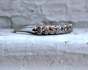 Vintage 14K White Gold Diamond Wedding Band - 0.28ct